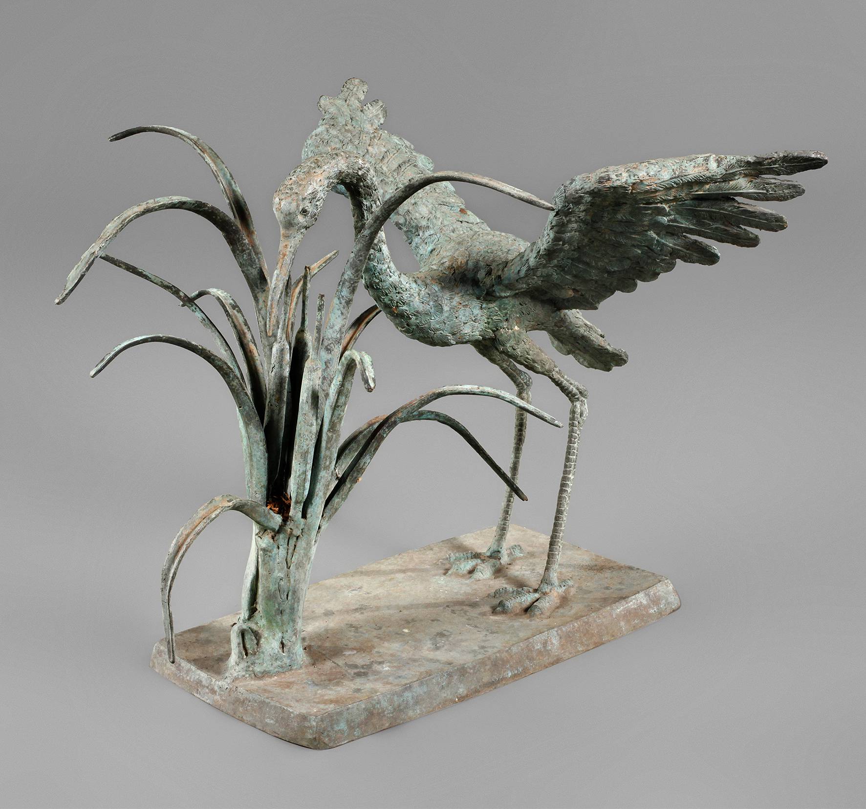 Bronze Gartenskulptur Reiher