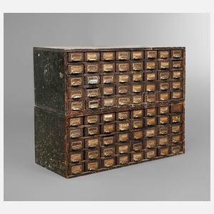 Paar Feinmechaniker Schubladenschränke