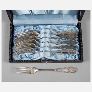 Sechs Kuchengabeln WMF Geislingen