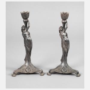 Imperialzinn Paar figürliche Kerzenleuchter