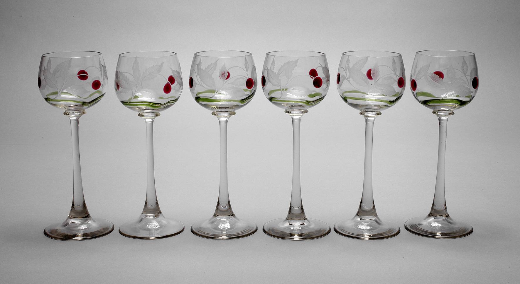 Sechs Weinrömer ”Liane und Kirschen”