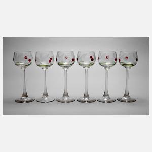 Sechs Weinrömer ”Liane und Kirschen”