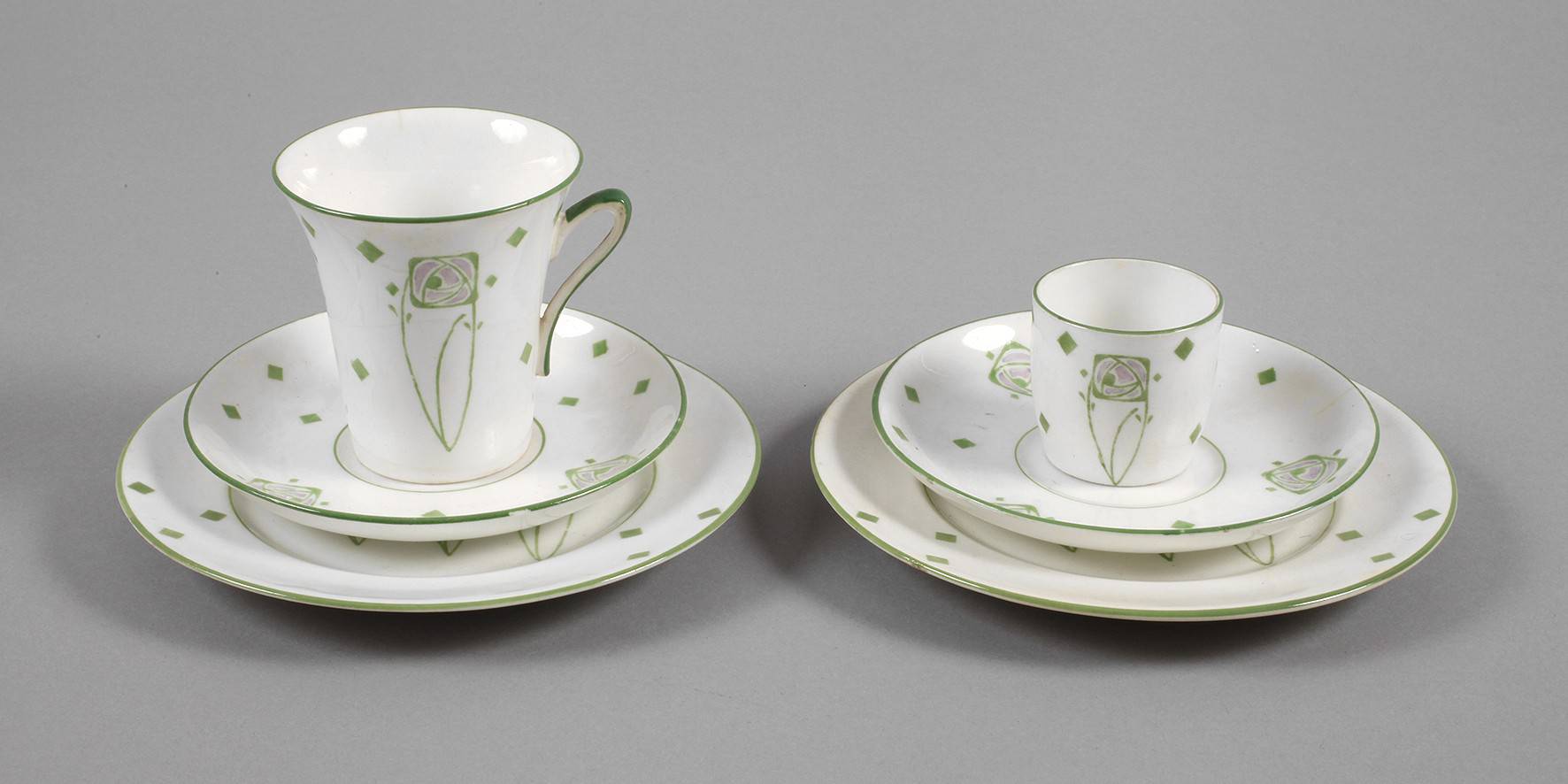 Peacock Pottery sechs Teile Arts and Crafts