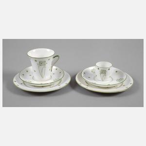 Peacock Pottery sechs Teile Arts and Crafts