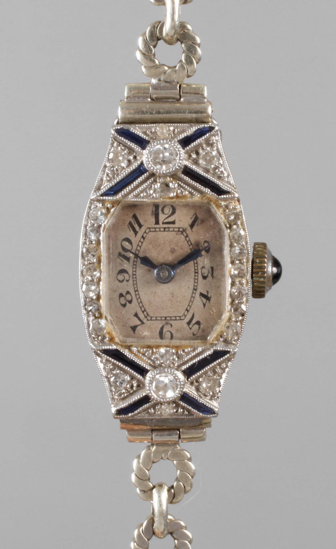 Art déco-Damenuhr Platin mit Brillanten