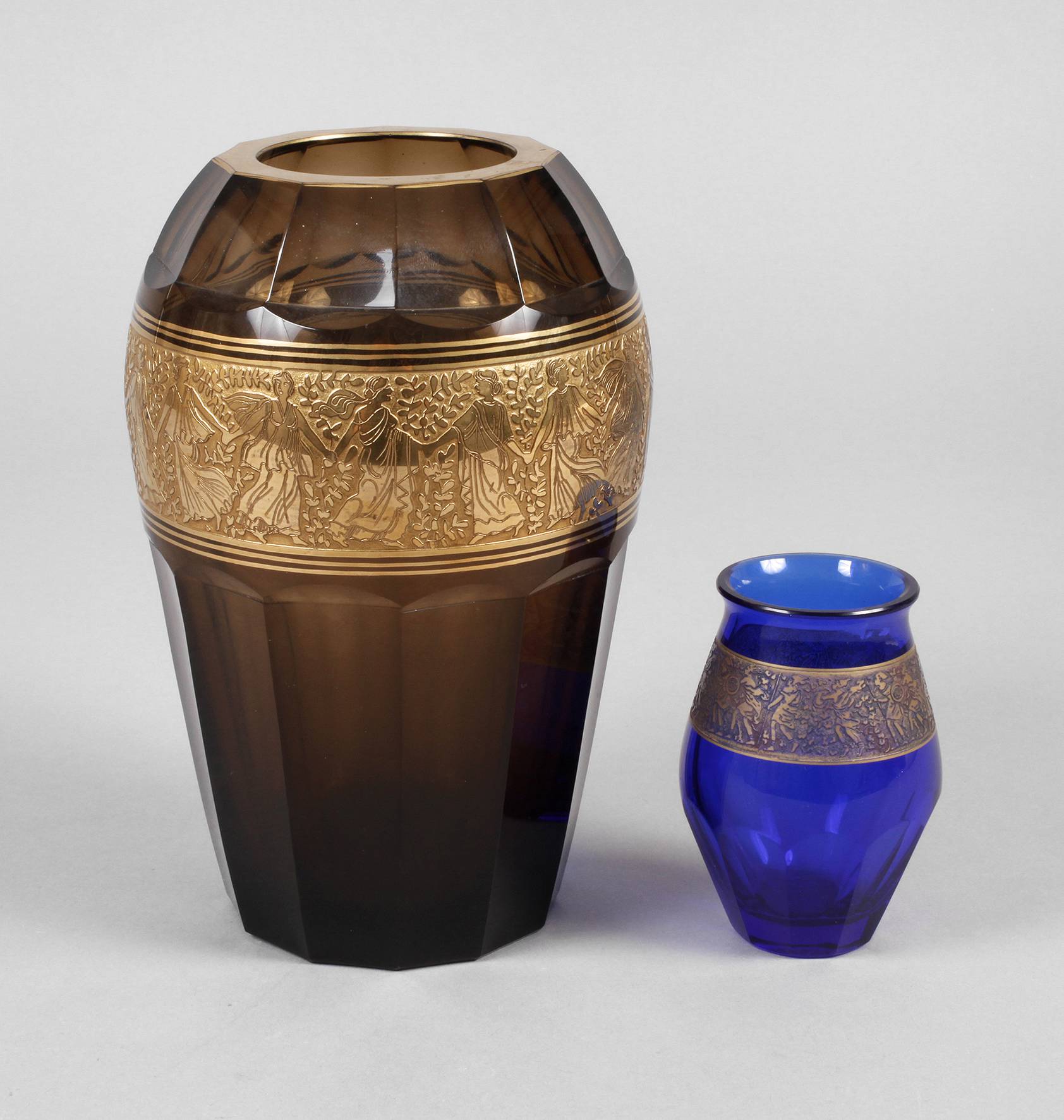 Moser Karlsbad zwei Vasen Ätzdekor