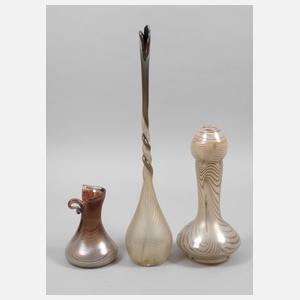 Erwin Eisch drei Vasen Studioglas