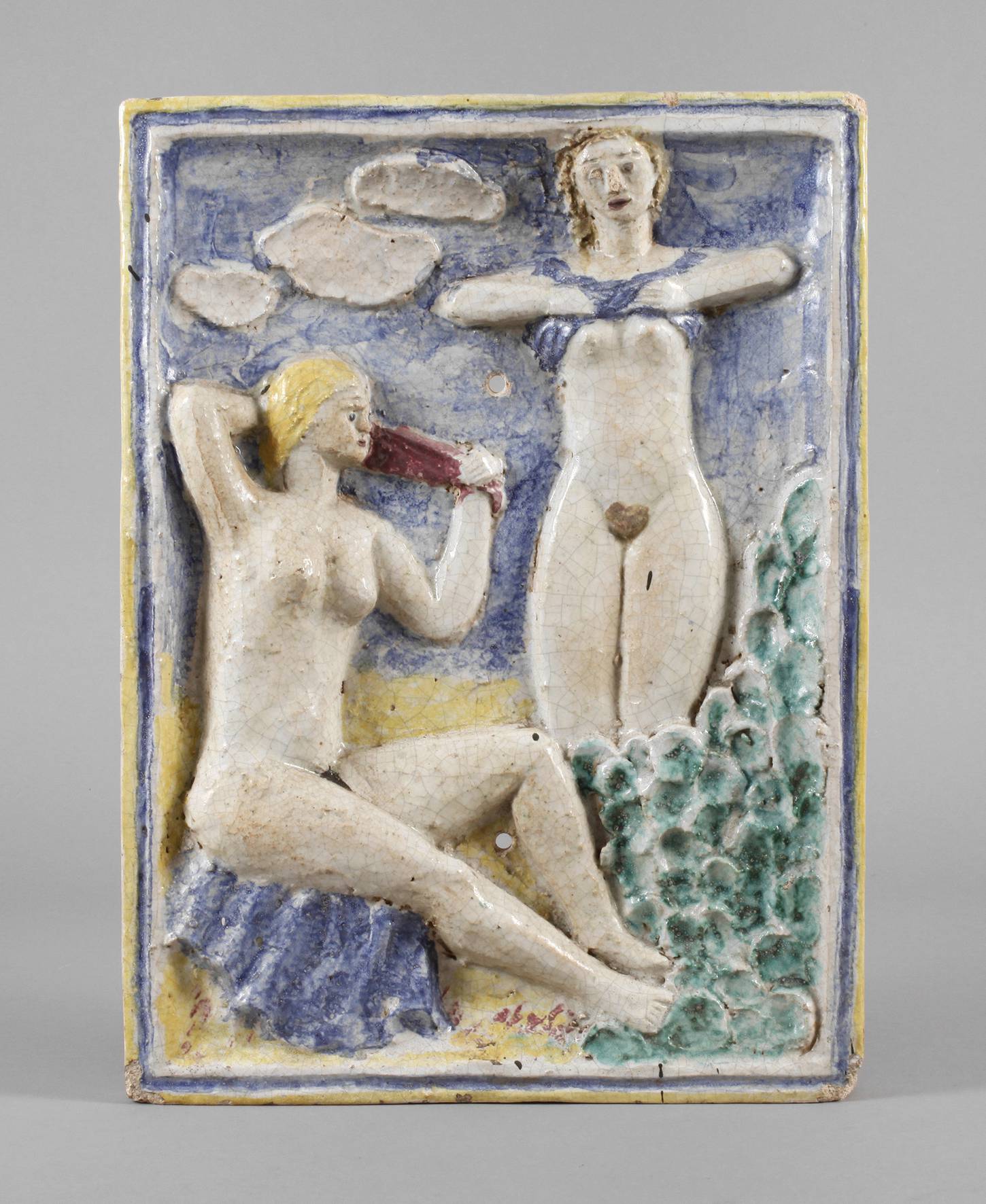 Große Keramikplatte Mädchen am See