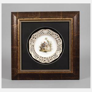 KPM Berlin gerahmter Teller Watteaumalerei