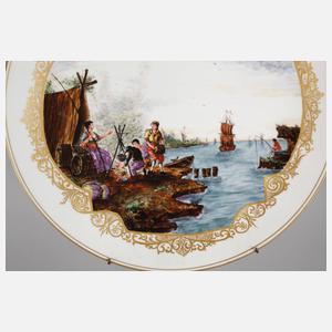 Meissen Wandteller mit Kauffartheiszene
