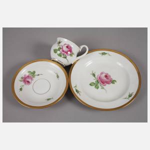 Meissen zwei Gedecke Rote Rose