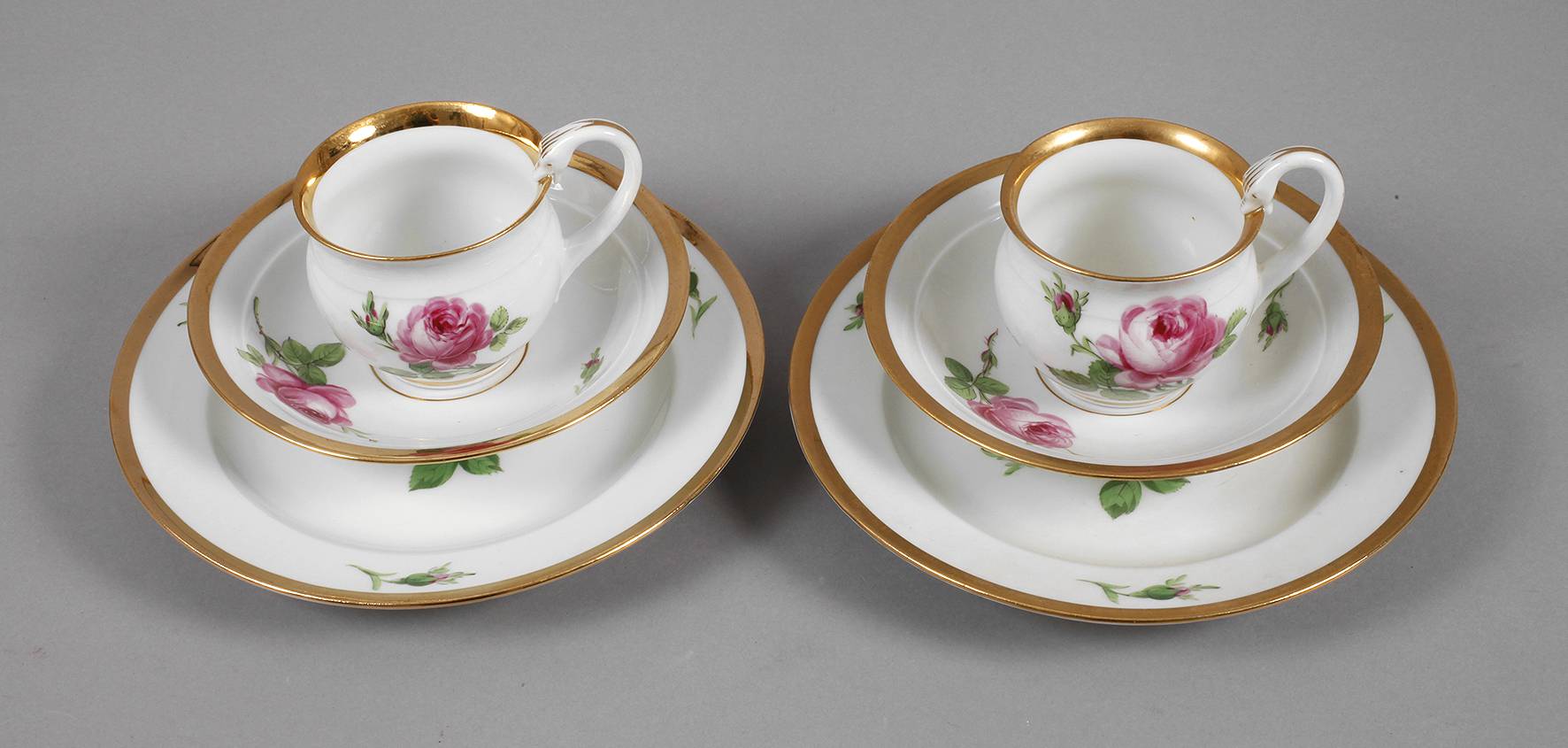 Meissen zwei Gedecke Rote Rose