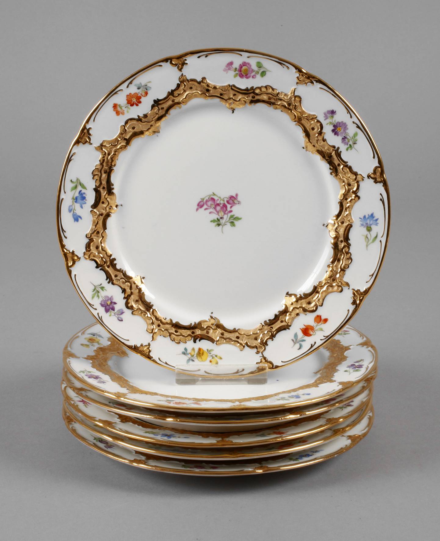 Meissen sechs Prunkteller B-Form