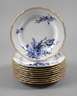 Meissen zehn Speiseteller ”Blaue Blume mit Goldgräsern”