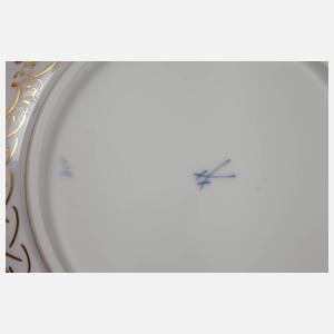 Meissen Flechtrandschale ”Blaue Blume mit Goldgräsern”