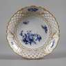 Meissen Flechtrandschale ”Blaue Blume mit Goldgräsern”