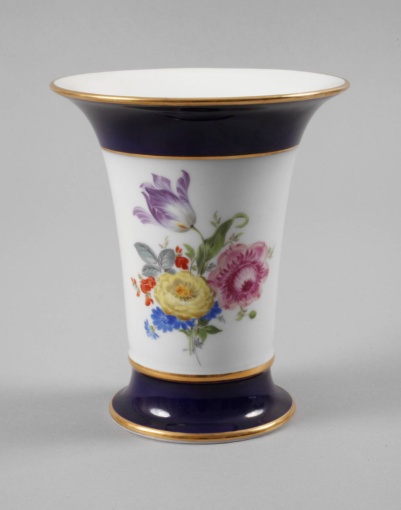 Meissen Trichtervase Kobaltrand