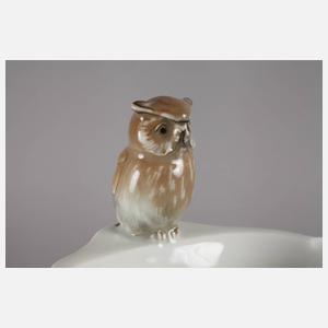 Volkstedt Aschenschale mit Uhu