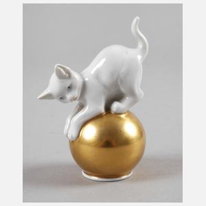 Rosenthal Katze auf Goldkugel
