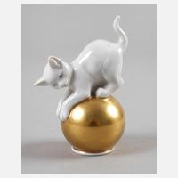 Rosenthal Katze auf Goldkugel111