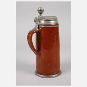 Schlanker Bunzlauer Steinzeugwalzenkrug