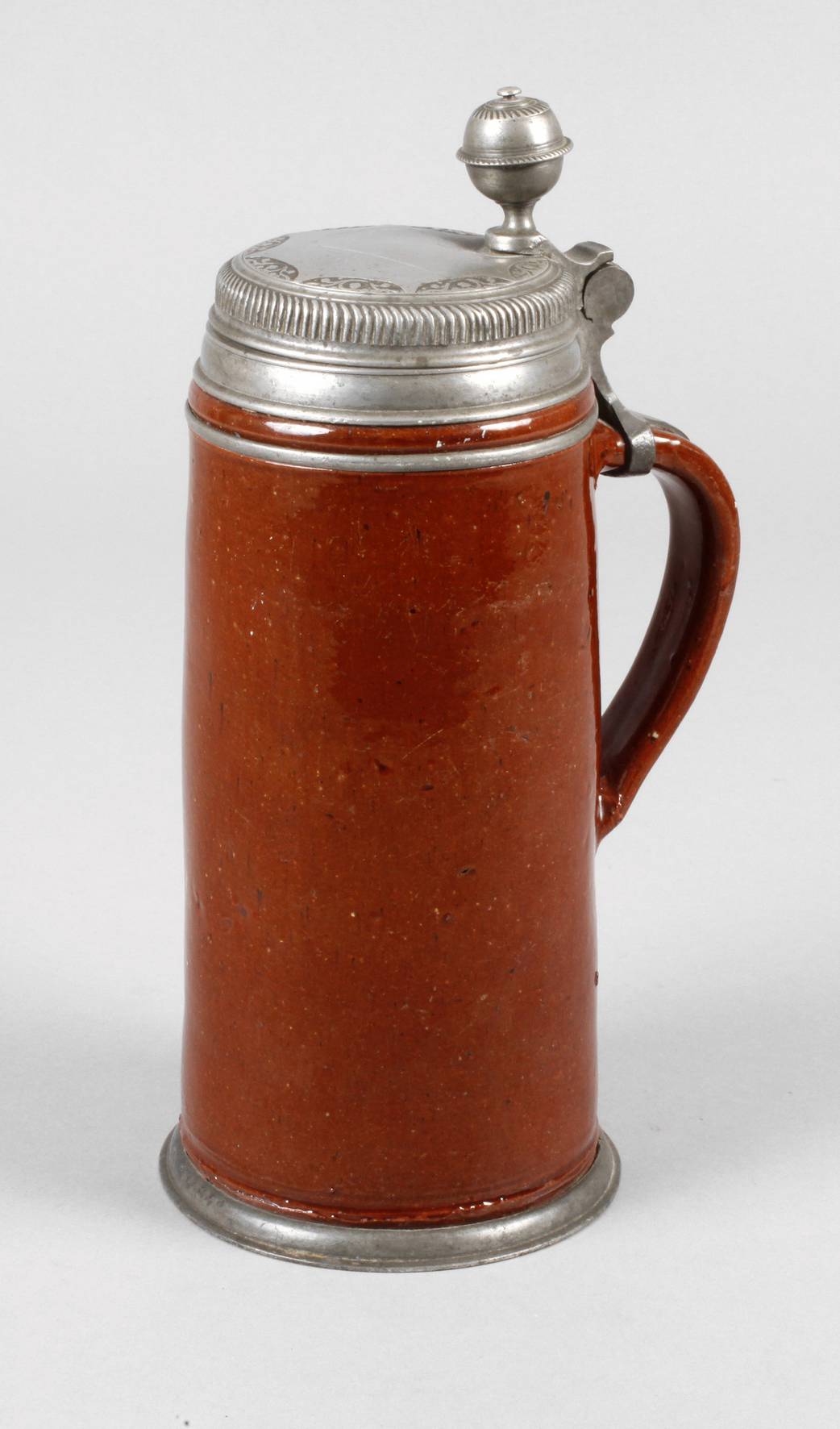 Schlanker Bunzlauer Steinzeugwalzenkrug