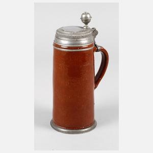 Schlanker Bunzlauer Steinzeugwalzenkrug