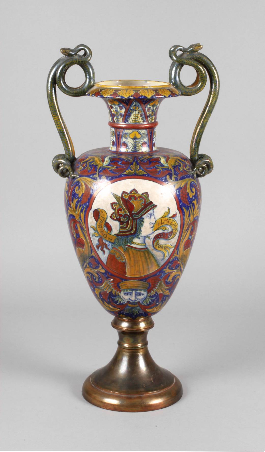 Große italienische Fayenceamphore