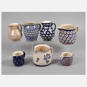 Bunzlau Konvolut Henkelkrüge