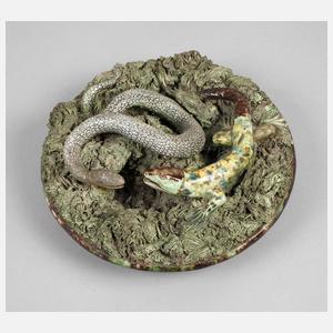 Wandteller Schlange und Eidechse