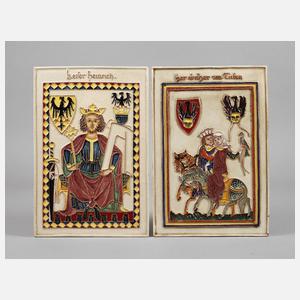 Zwei Wandplatten Karlsruher Majolika