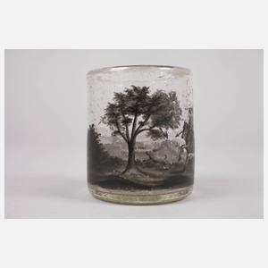 Weinbecher mit Schwarzlotmalerei