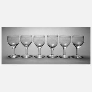 Sechs sächsische Trinkgläser Augustus Rex