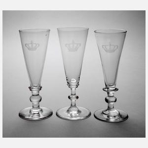 Drei Sektkelche aus Adelsbesitz