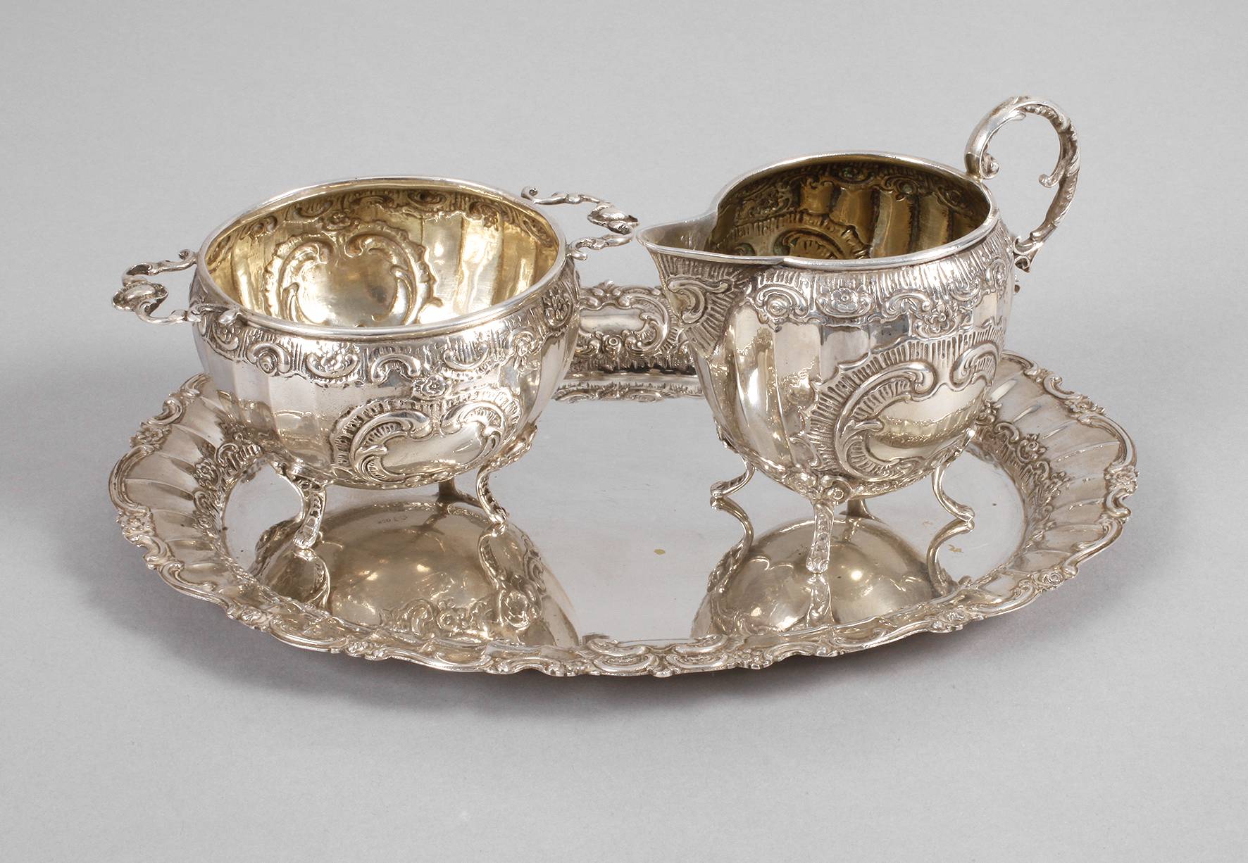 Silber Zucker-/Sahneset