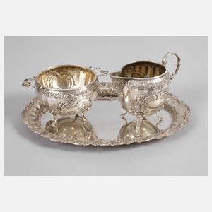 Silber Zucker-/Sahneset