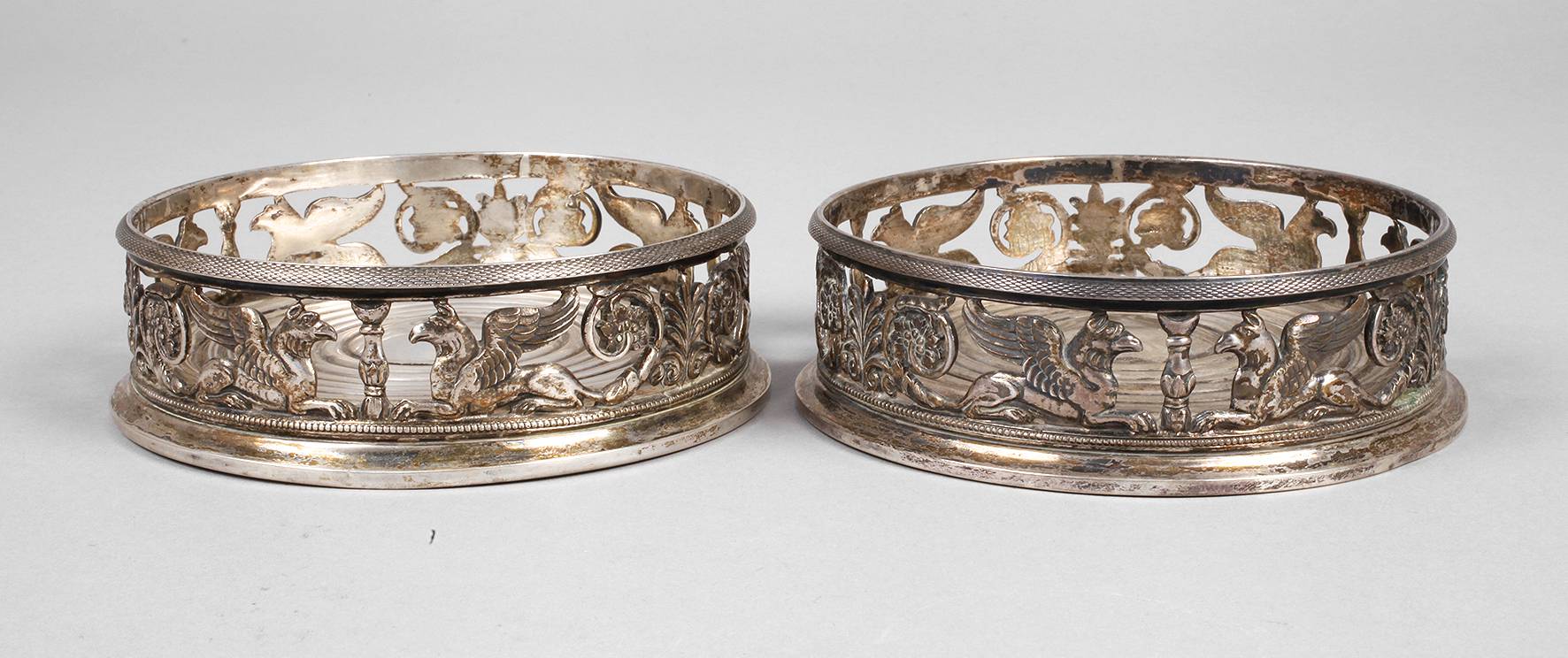 Paar Flaschenständer Silber klassizistischer Dekor