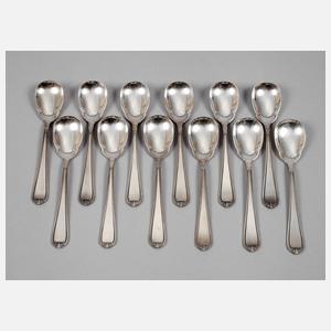 Zwölf Eislöffel Silber