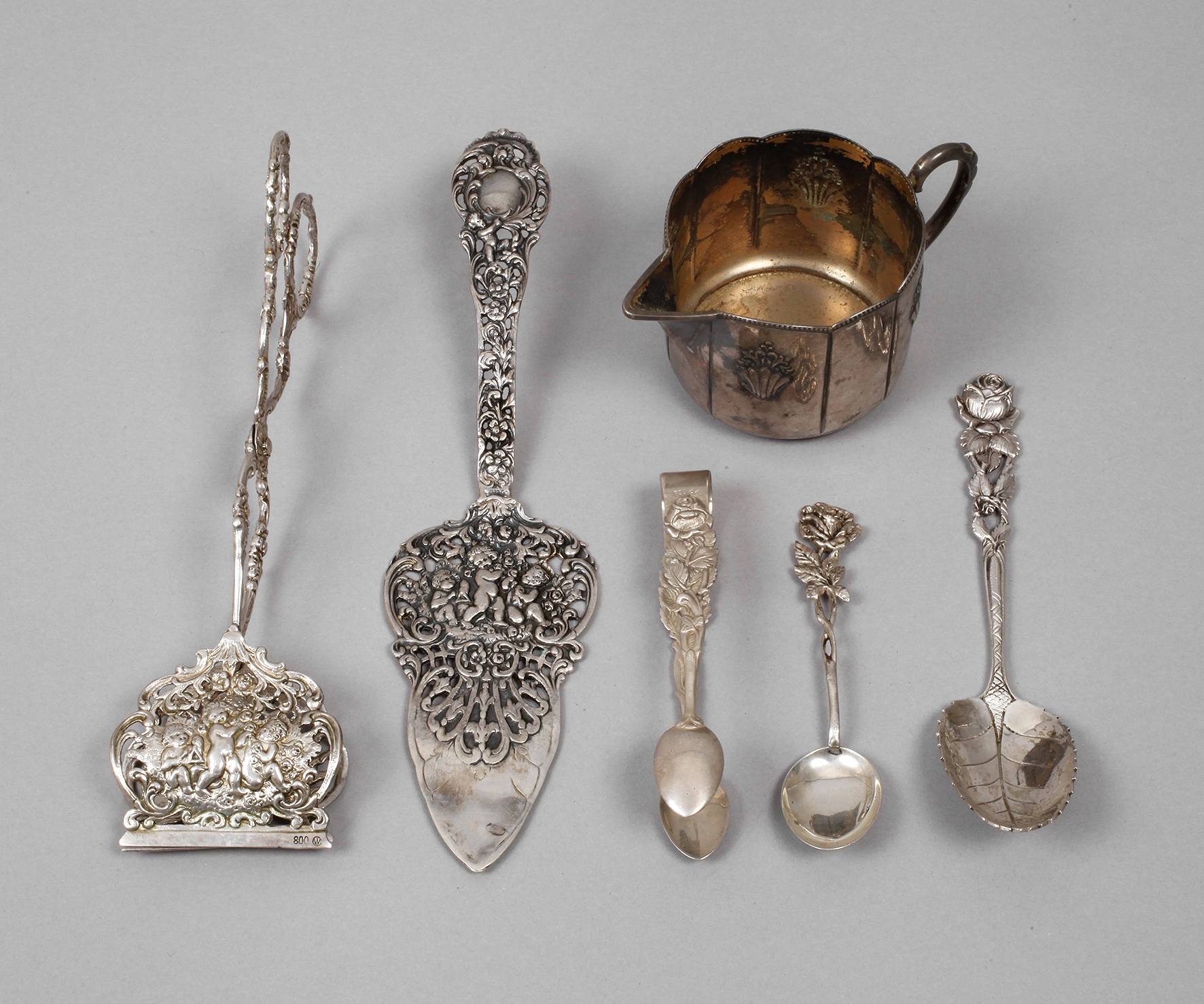 Fünf Besteckteile Silber und ein WMF-Kännchen