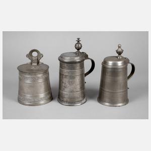 Drei Teile fränkisches Zinn