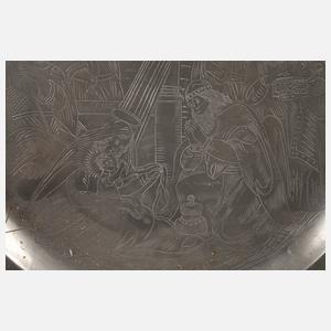 Großer christlicher Zinnteller