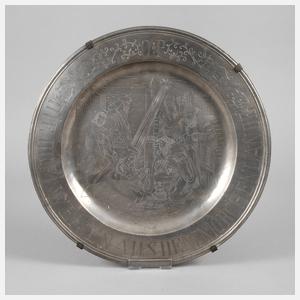 Großer christlicher Zinnteller