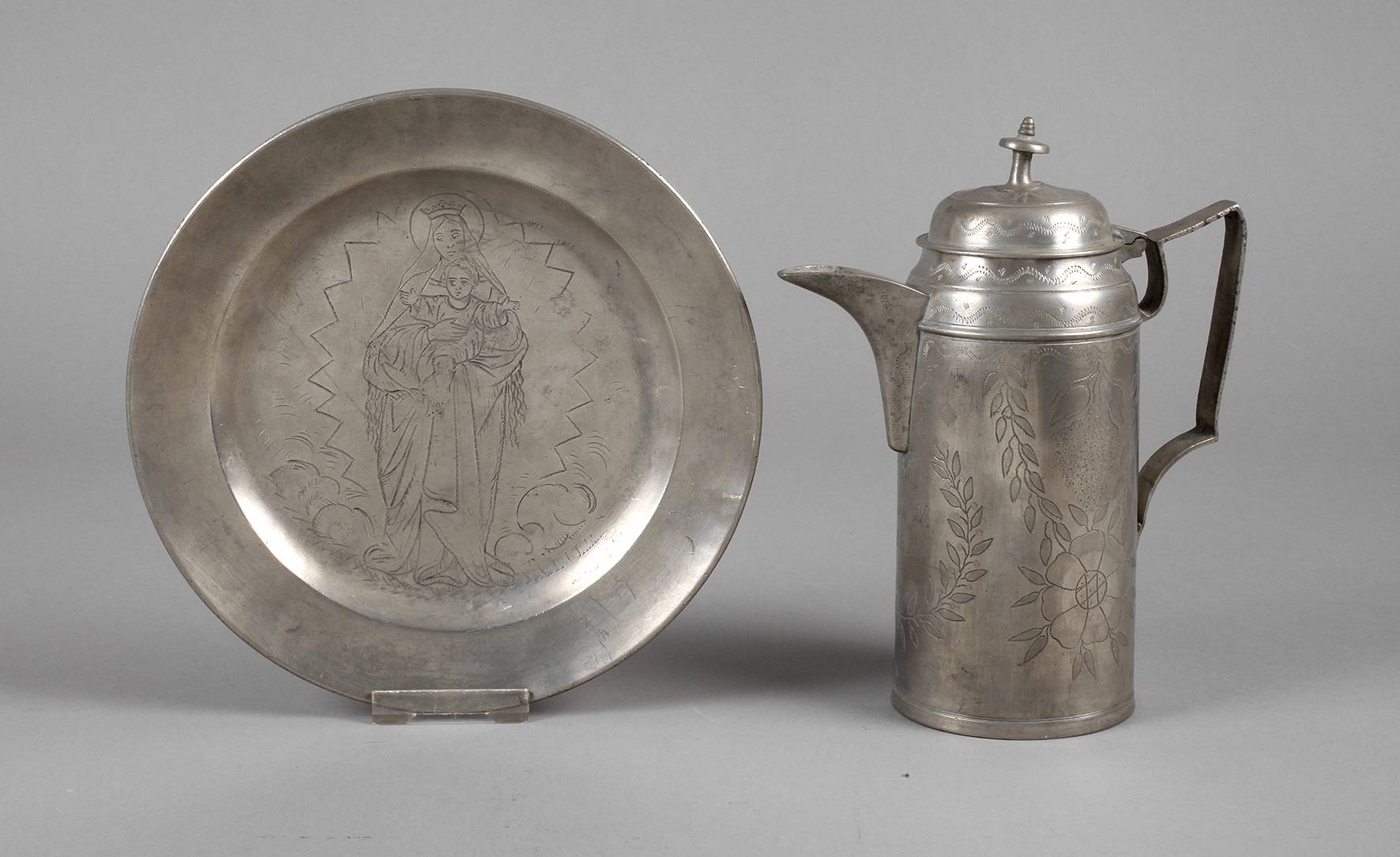 Zwei Teile Erfurter Zinn