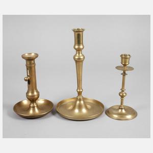 Drei Biedermeier Messingleuchter