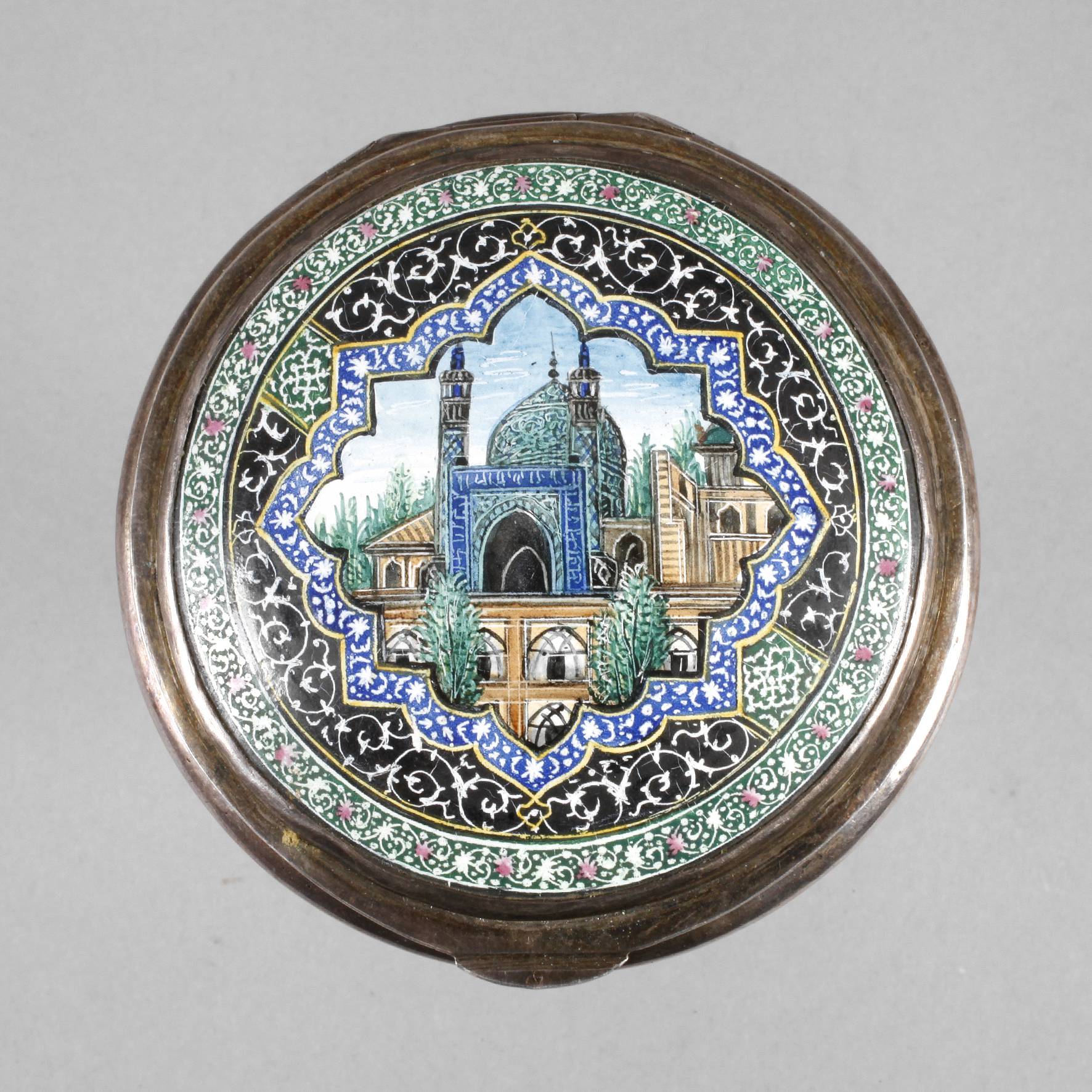 Puderdose mit emaillierter Moschee