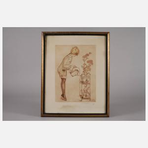 Max Brüning, Dame beim Blumen gießen