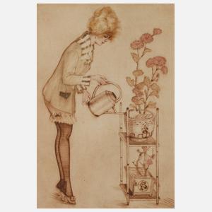Max Brüning, Dame beim Blumen gießen