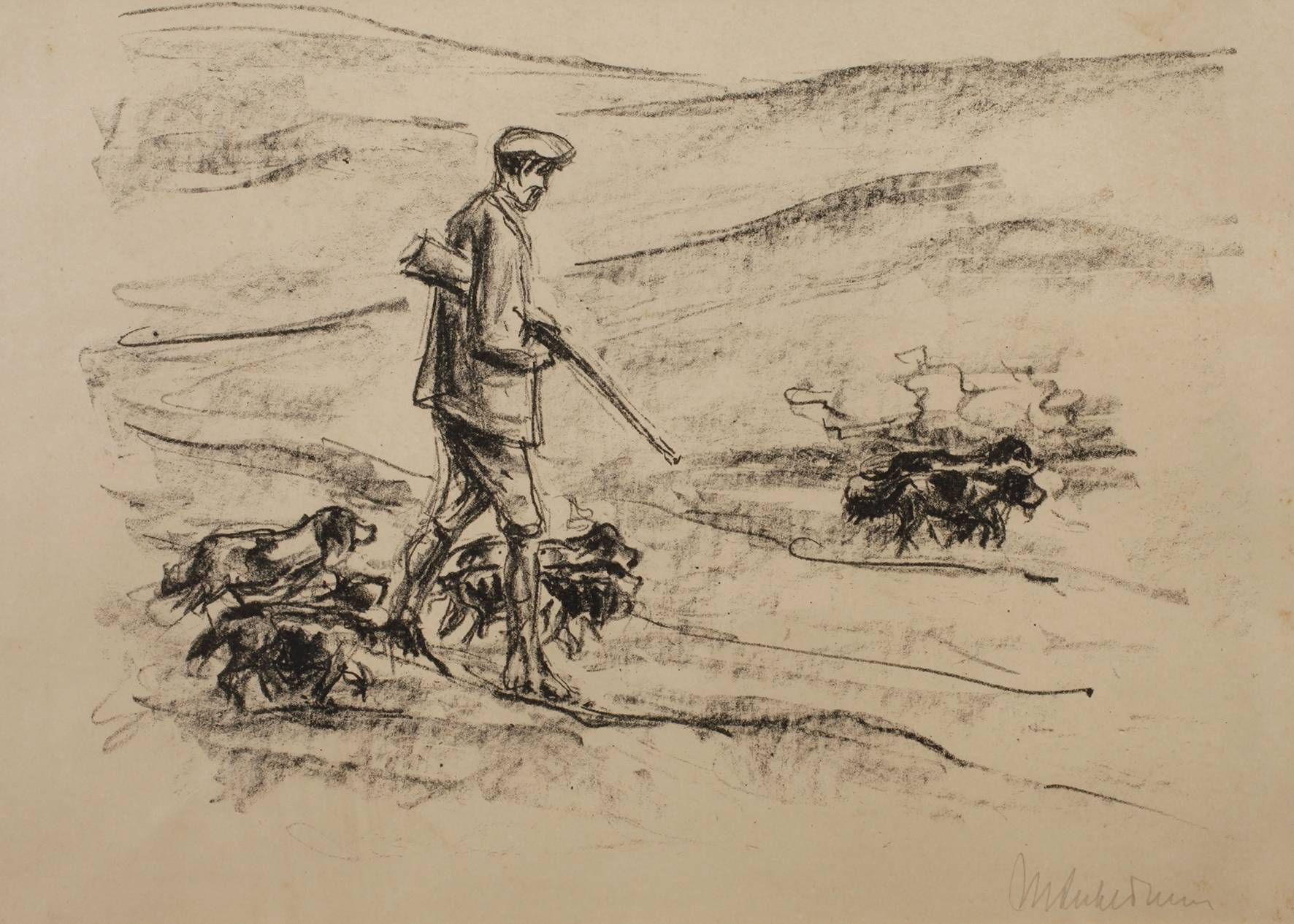 Max Liebermann, ”Jäger mit Hunden in den Dünen”