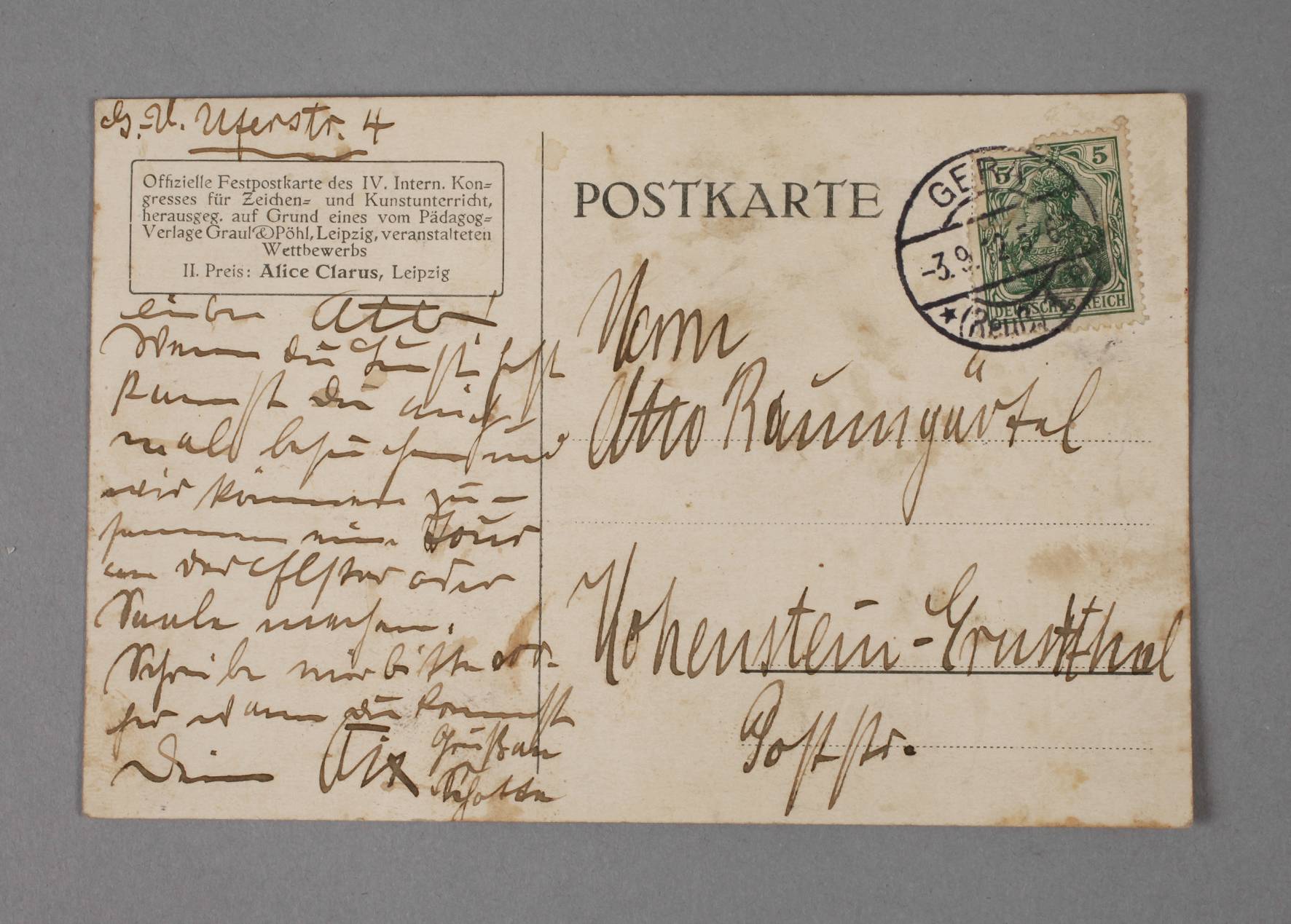 Prof. Otto Dix, Eigenhändige Postkarte