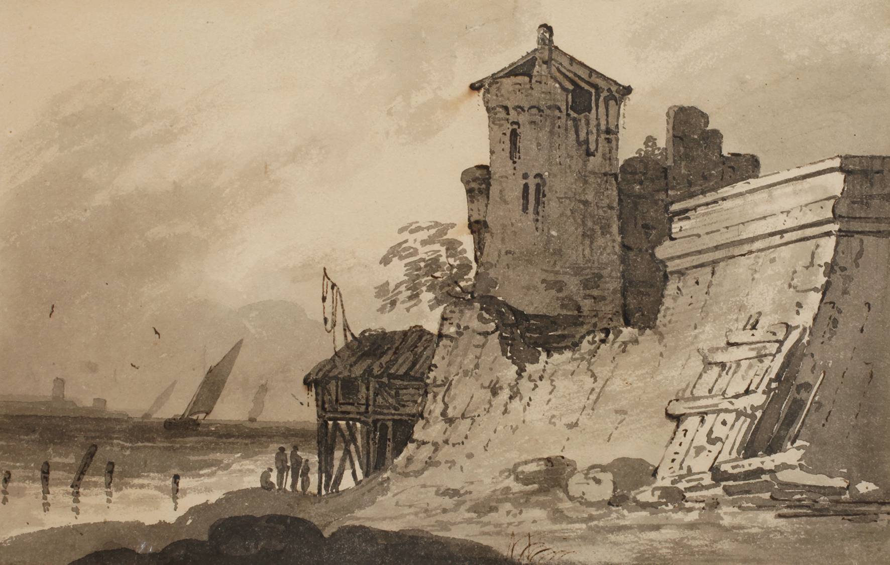 Franz Edm. Weirotter,attr., Festungsruine am Meer